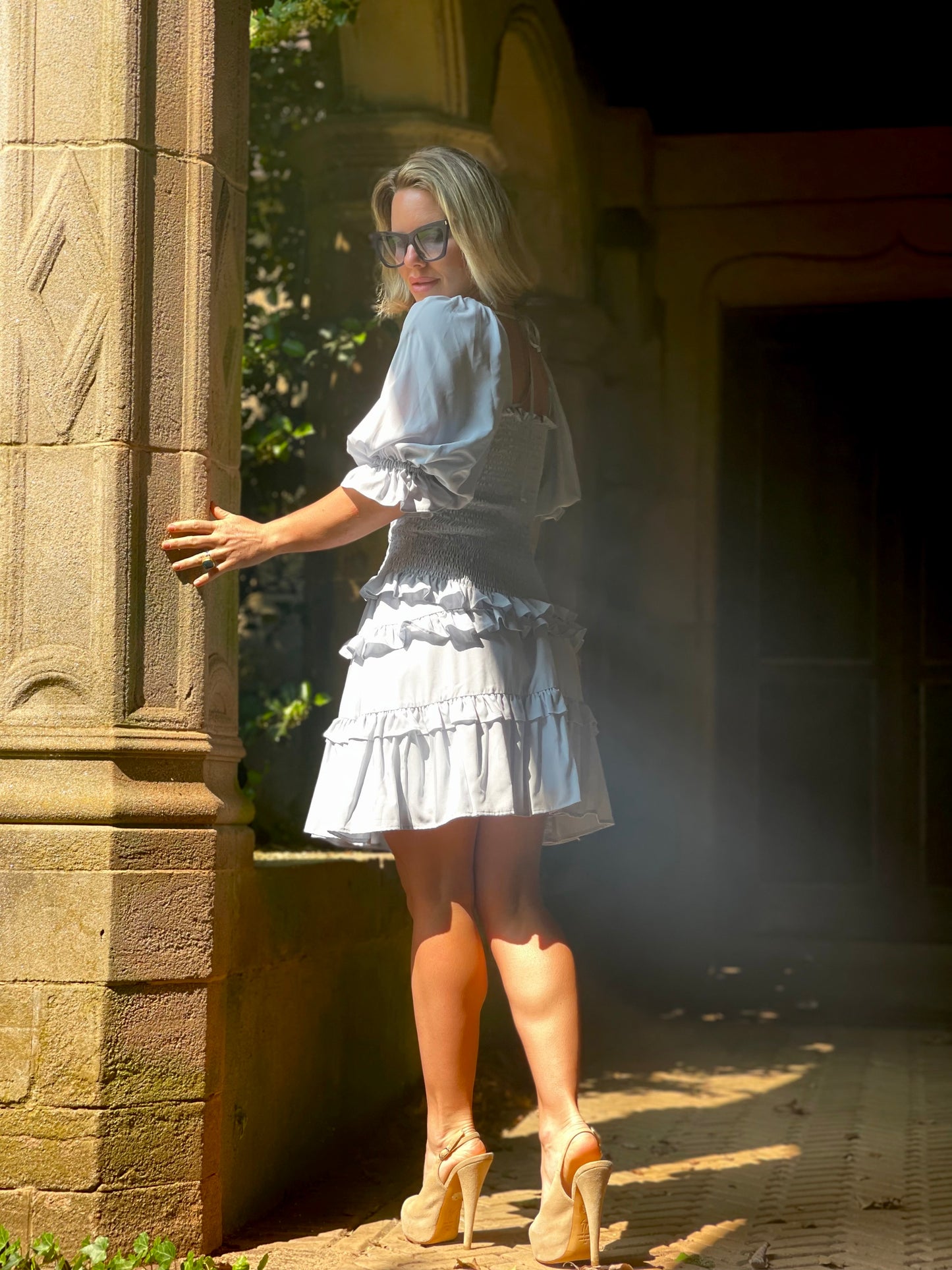 Charming Smocked Puff Sleeve Top w/ Ruffle Skirt