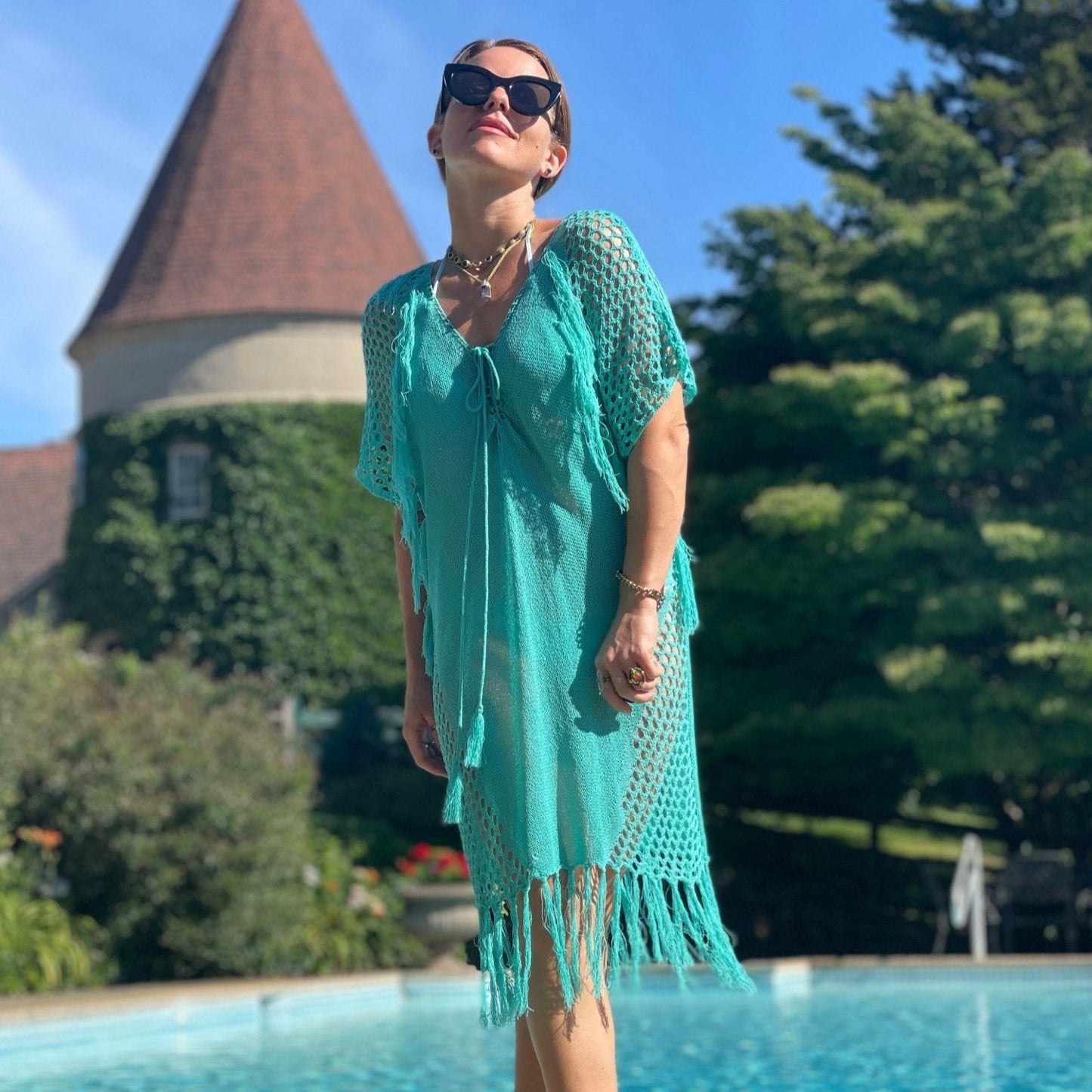 Aqua Tassel Beach/Pool Cover Up - Camaroha Sutra