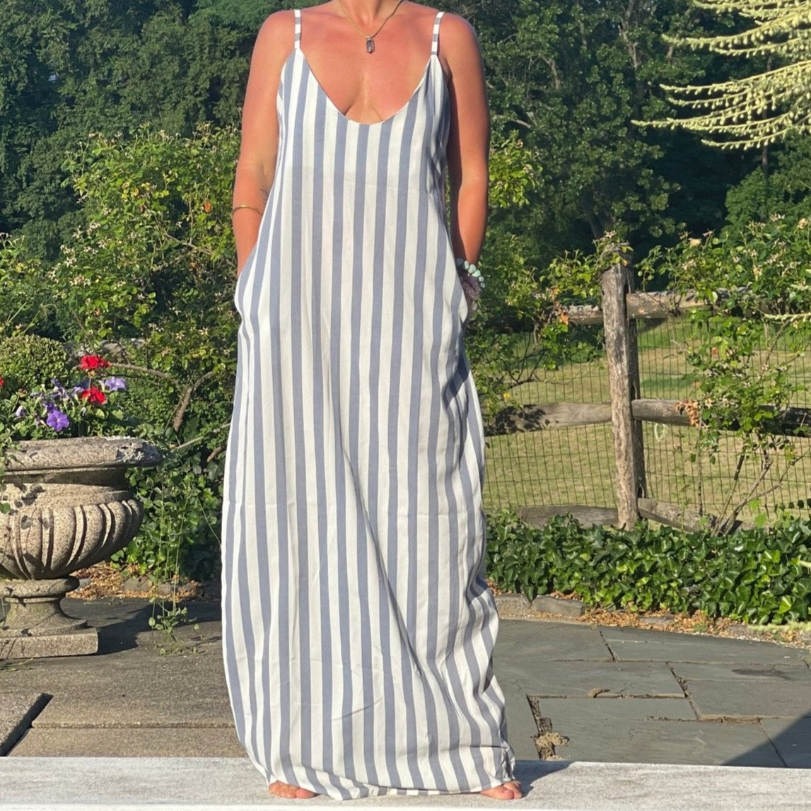 Blue Stripe Dress - Camaroha Sutra