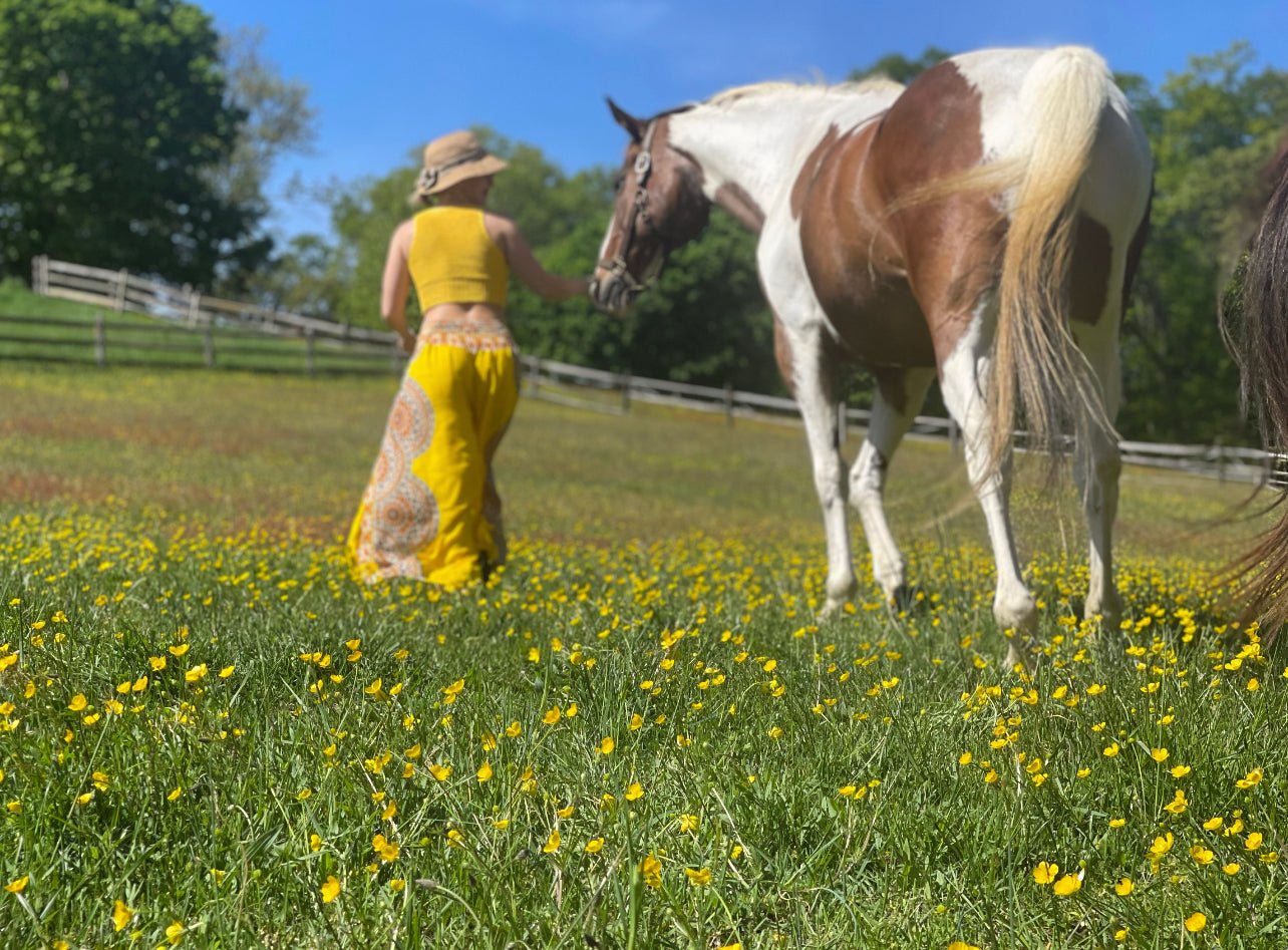 Butterfly Goddess Yellow Chakra Flowy Pants - Camaroha Sutra