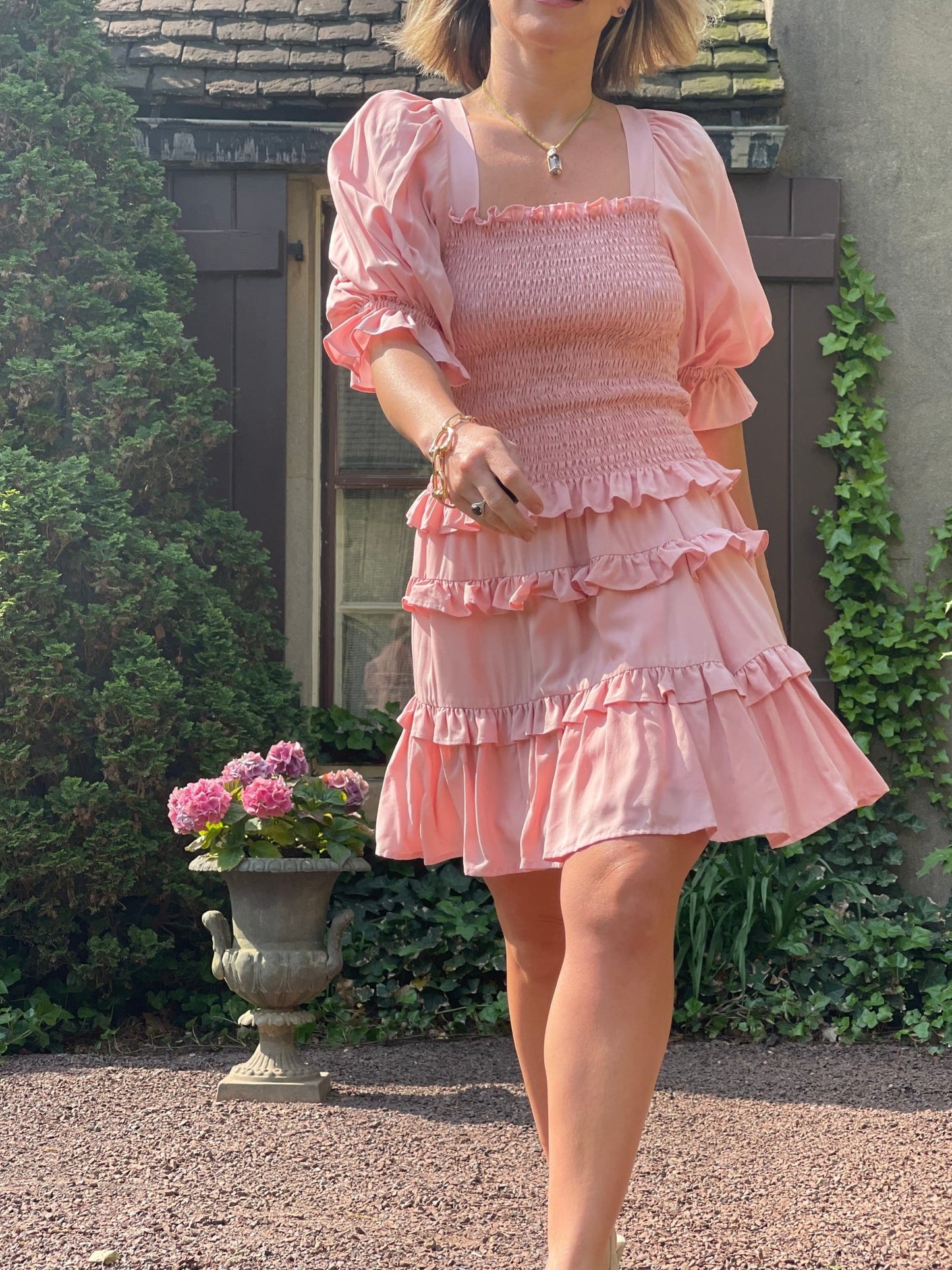 Charming Smocked Puff Sleeve Top w/ Ruffle Skirt - Camaroha Sutra