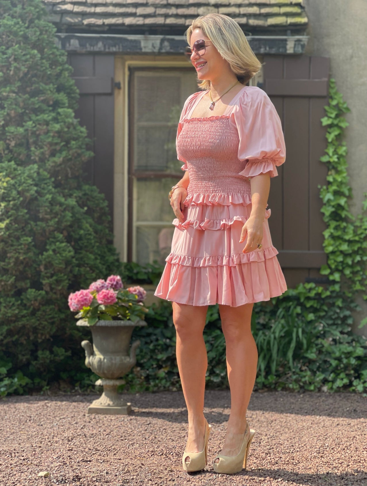 Charming Smocked Puff Sleeve Top w/ Ruffle Skirt - Camaroha Sutra