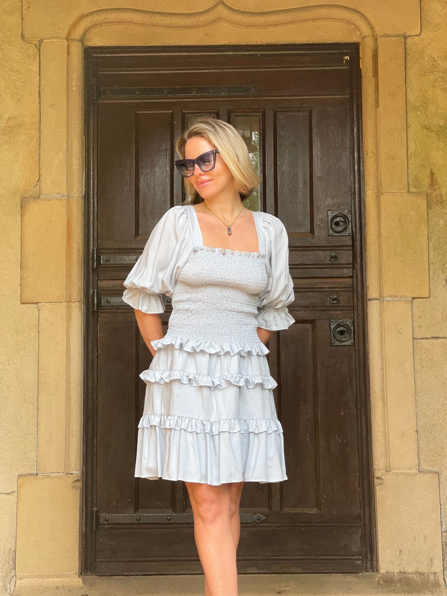 Charming Smocked Puff Sleeve Top w/ Ruffle Skirt - Camaroha Sutra