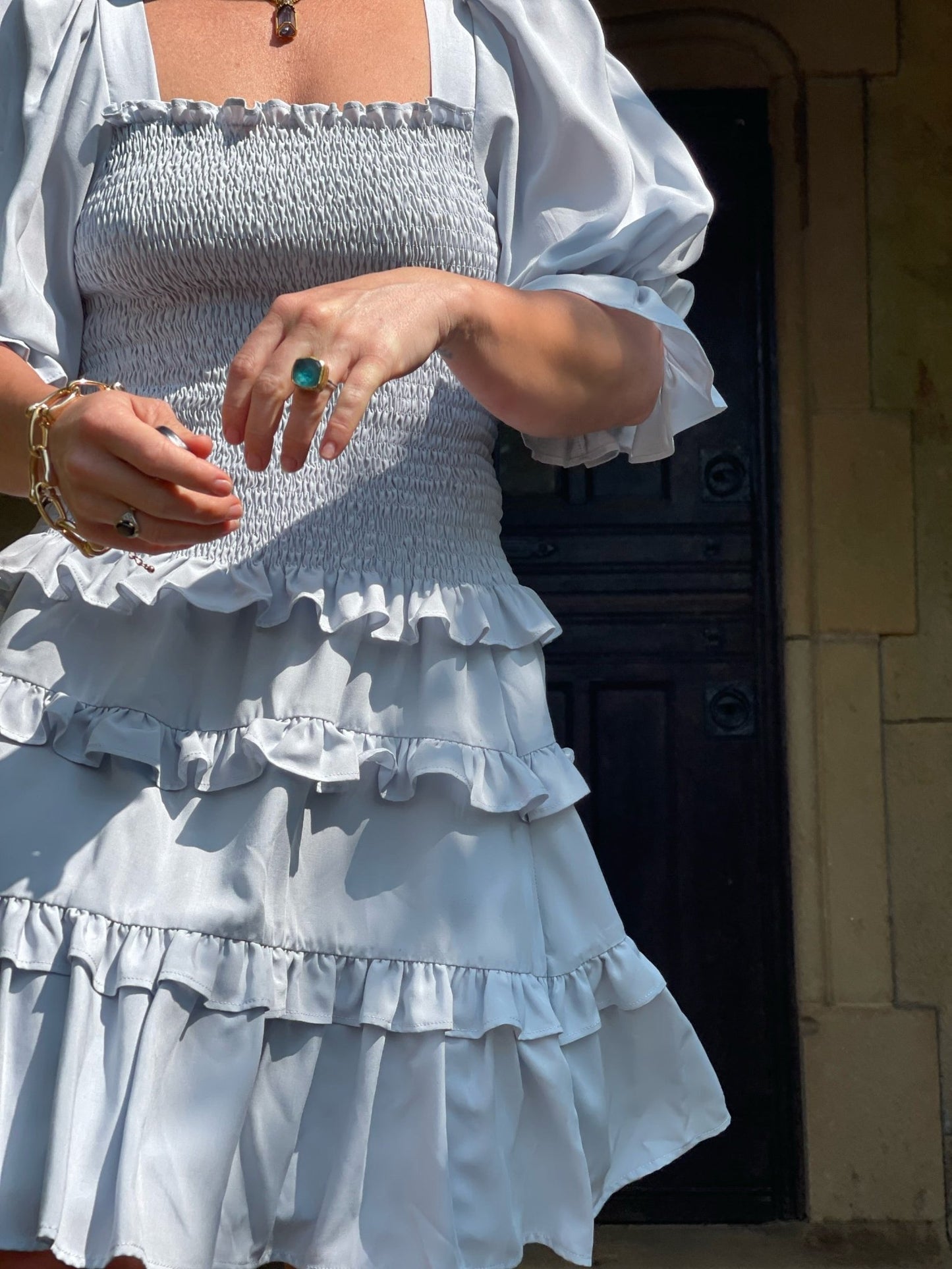 Charming Smocked Puff Sleeve Top w/ Ruffle Skirt - Camaroha Sutra