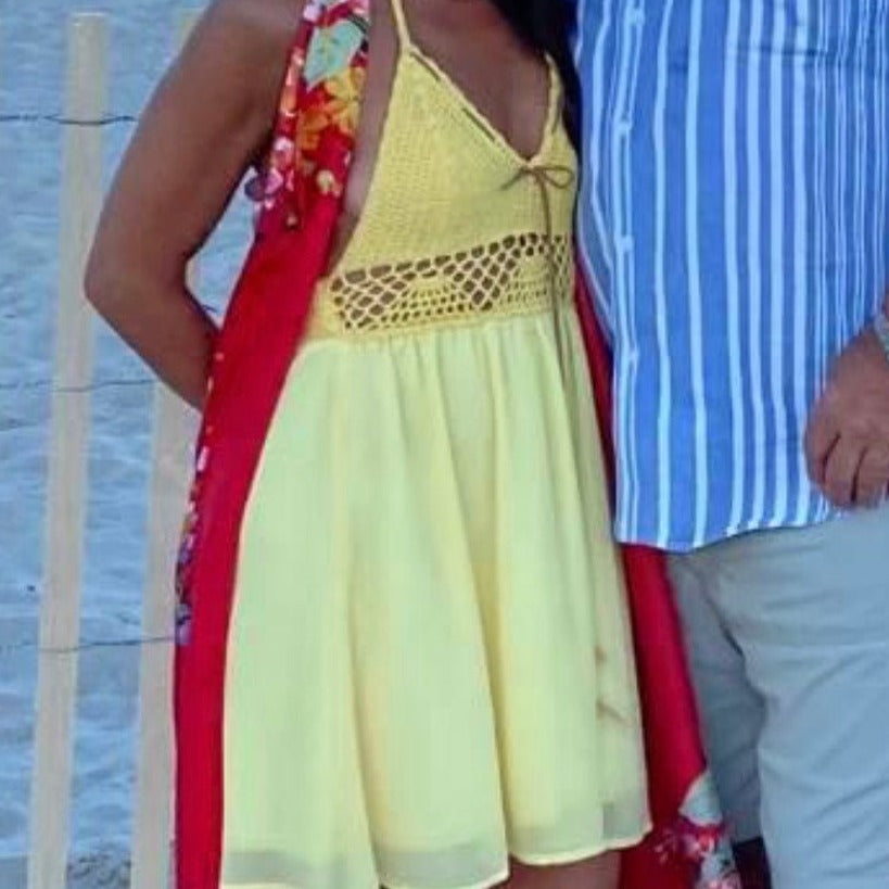 Crochet Chief Yellow Mini Dress - Camaroha Sutra