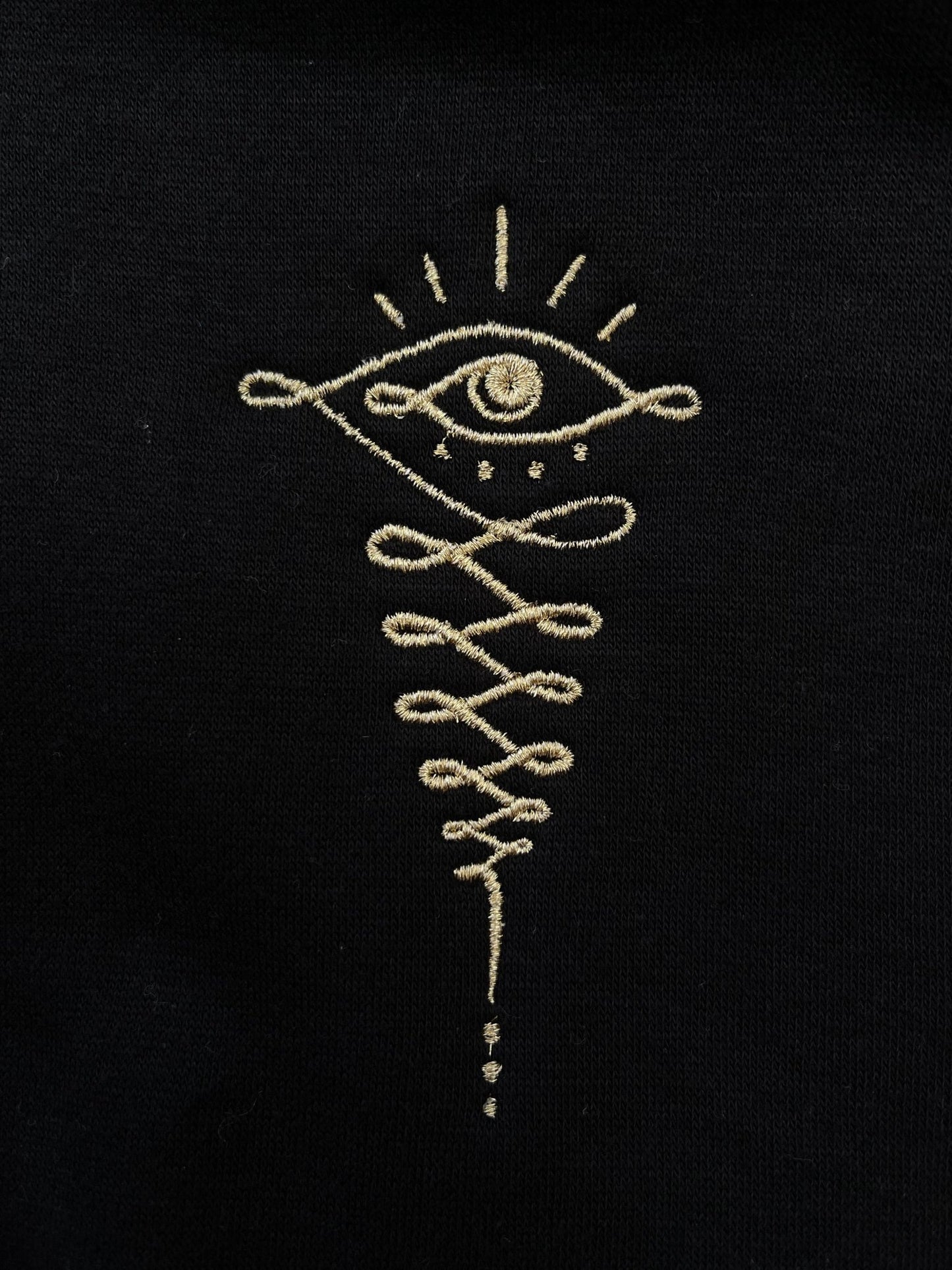 Embroidered Gold Eye Logo Black Cropped Hoodie Cuffed Joggers Set - Camaroha Sutra