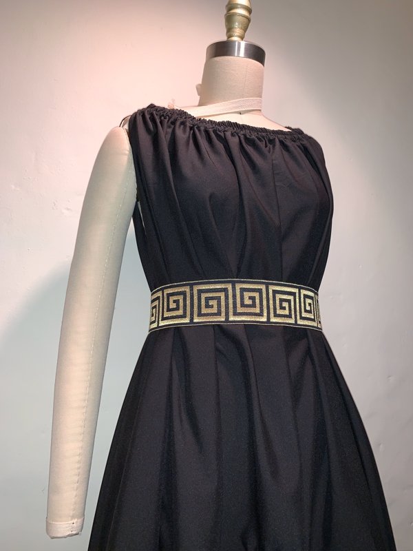 Exclusive Antique French Black and Gold Belt Sleeveless Goddess Dress Camaroha Sutra Exclusive Antique French Black and Gold Belt Sleeveless Goddess Dress Camaroha Sutra