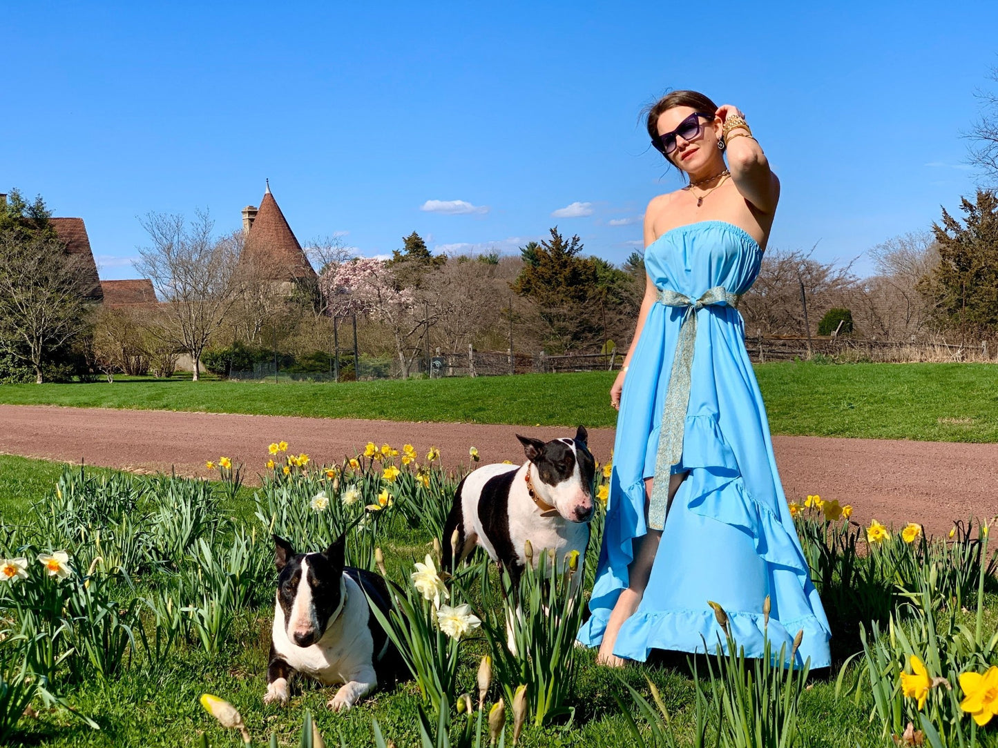 Goddess Dress 5 Inch Ruffle Baby Blue - Camaroha Sutra