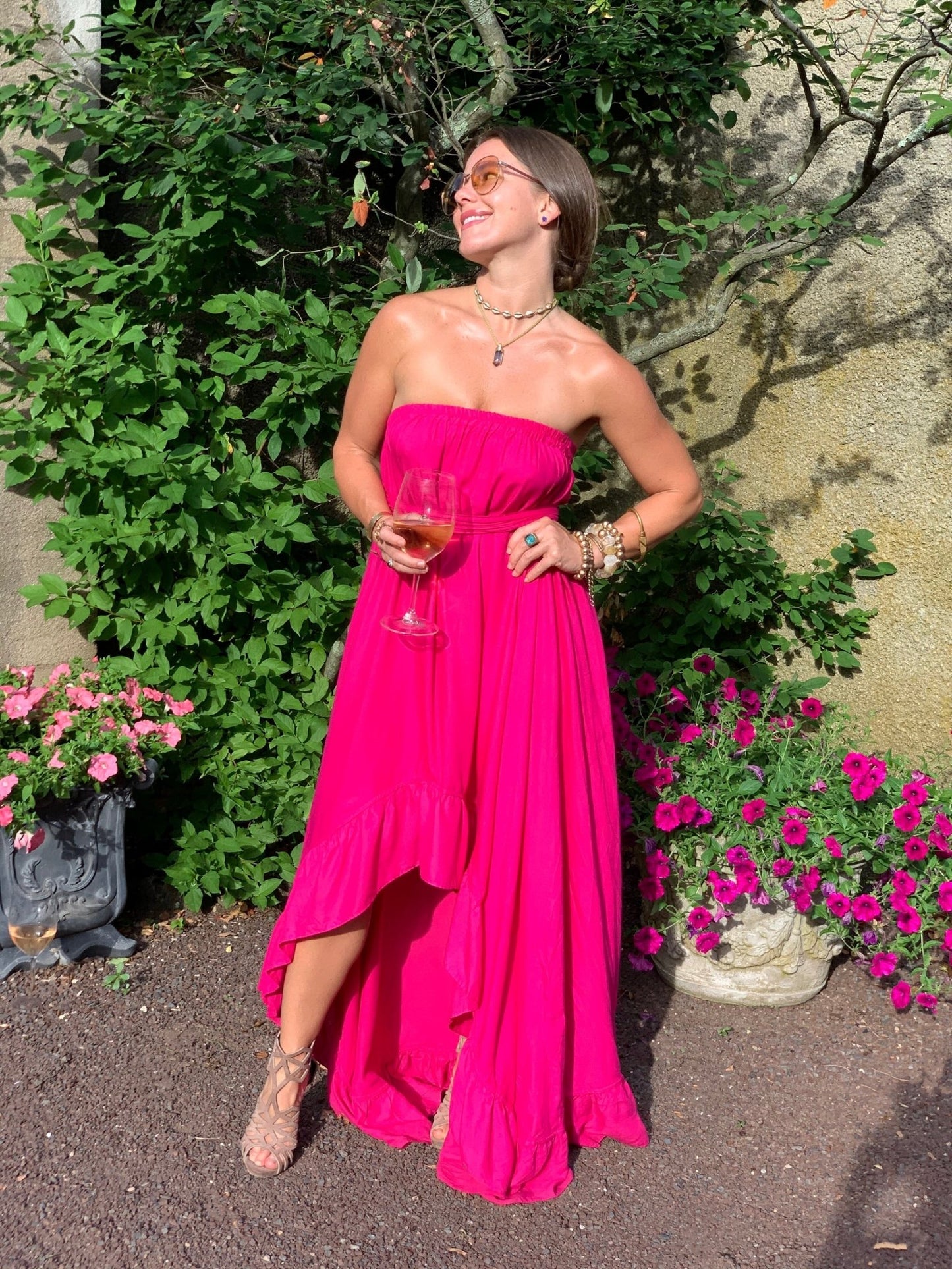 Goddess Dress/skirt Hot Pink 10 Inch Ruffle Rayon - Camaroha Sutra