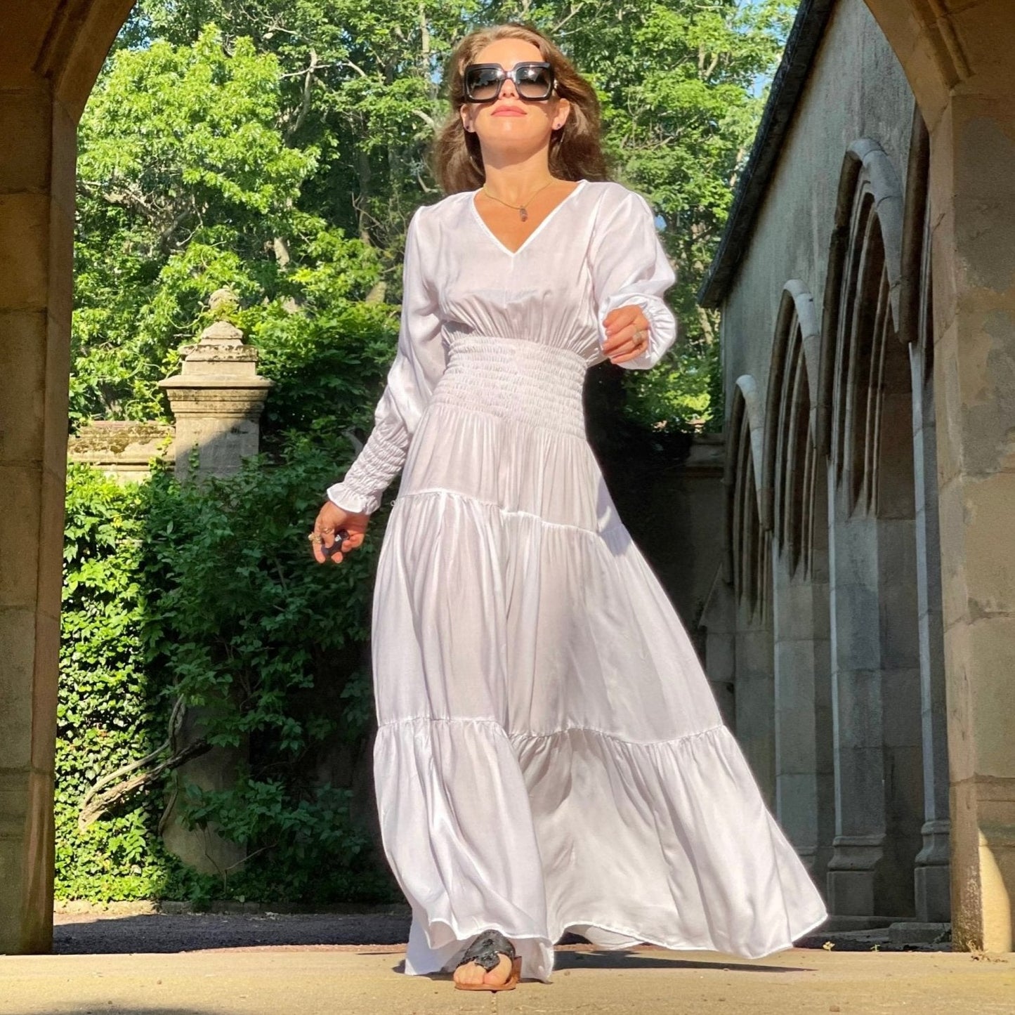 Long Sleeve Dress White - Camaroha Sutra
