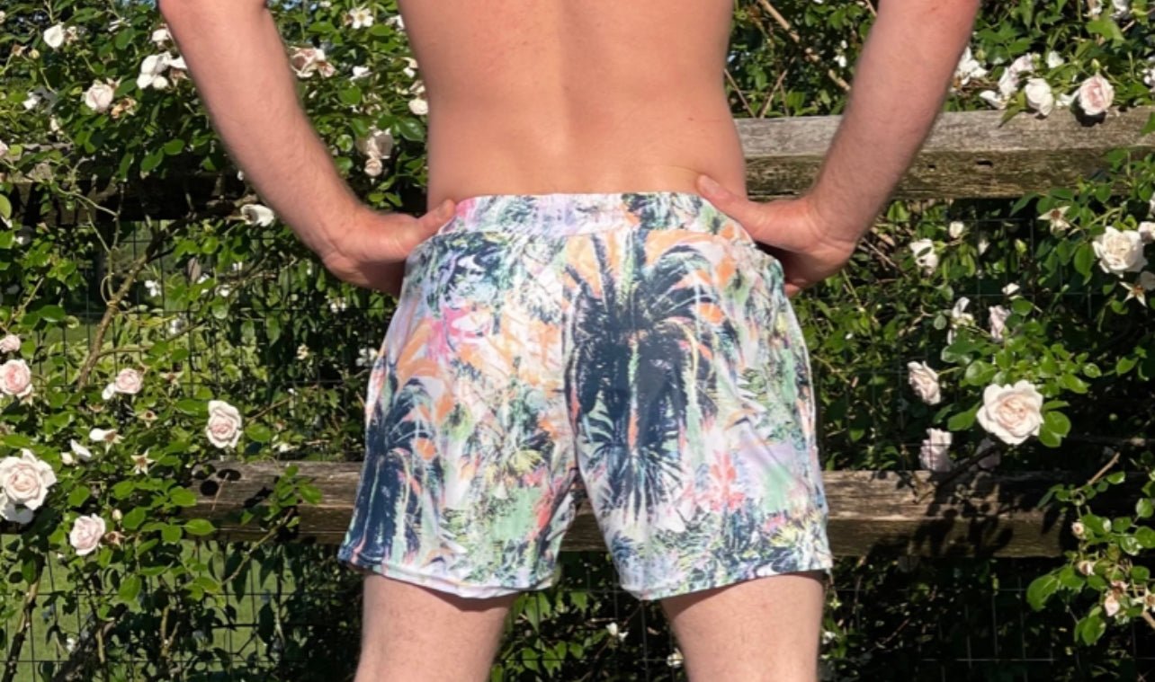Men’s Abstract Palms Swim Trunks - Camaroha Sutra
