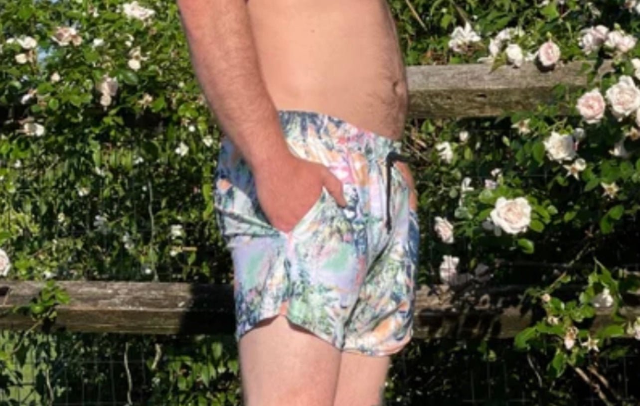 Men’s Abstract Palms Swim Trunks - Camaroha Sutra