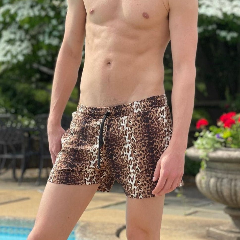 Men's Leopard Swim Trunks - Camaroha Sutra