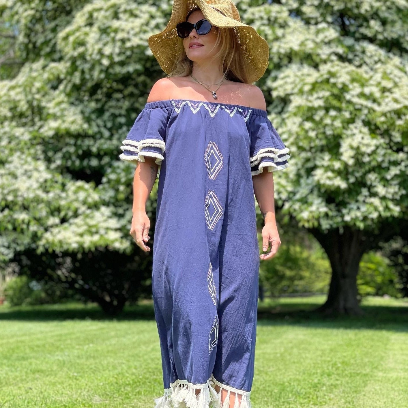 Navy Aztec Dress - Camaroha Sutra