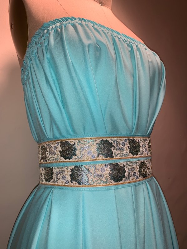One of a Kind Antique French Galon Goddess Dress Bvi Blue - Camaroha Sutra