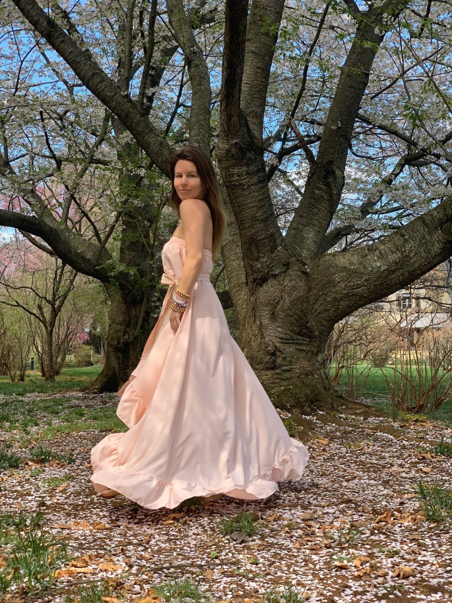 One of a Kind French Lace Goddess Dress 5 Inch Ruffle Cannes Pink - Camaroha Sutra