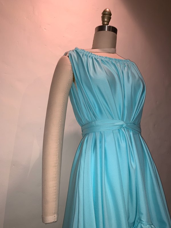 Sleeveless Goddess Dress 5 Inch Ruffle Bvi Blue - Camaroha Sutra