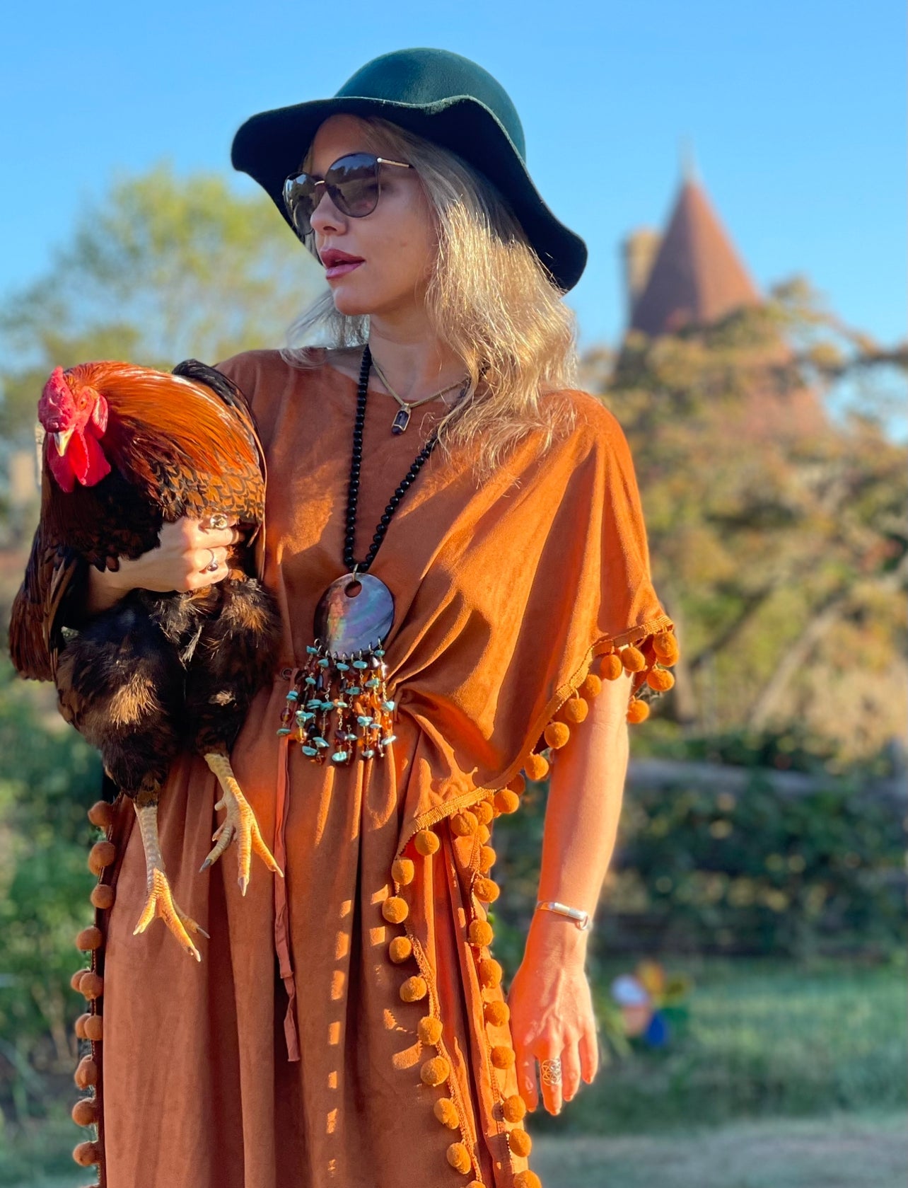 Suede Pom Pom Kaftan - Camaroha Sutra