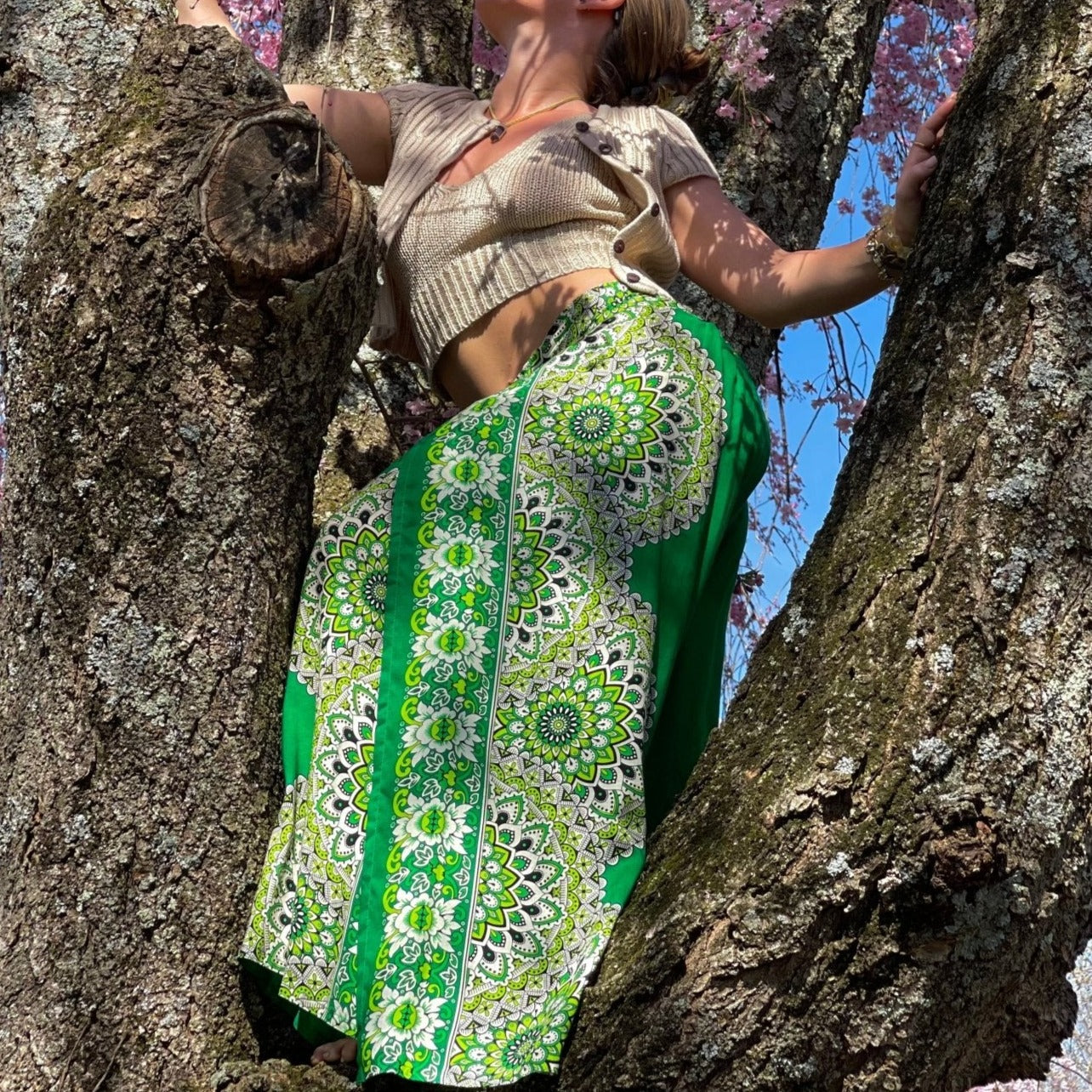 Butterfly Goddess Green Chakra Flowy Pants - Camaroha Sutra