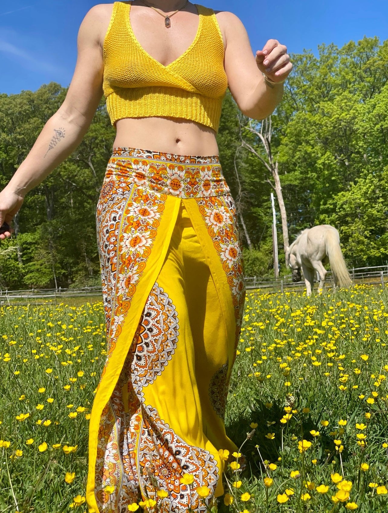 Butterfly Goddess Yellow Chakra Flowy Pants - Camaroha Sutra