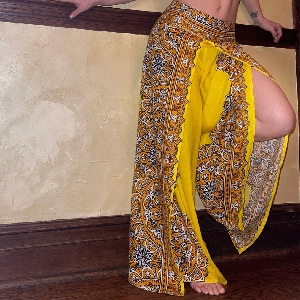 Butterfly Goddess Yellow Mandala Flowy Pants - Camaroha Sutra