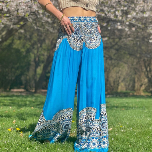 Calypso Goddess Blue Chakra Wide Leg Pants - Camaroha Sutra