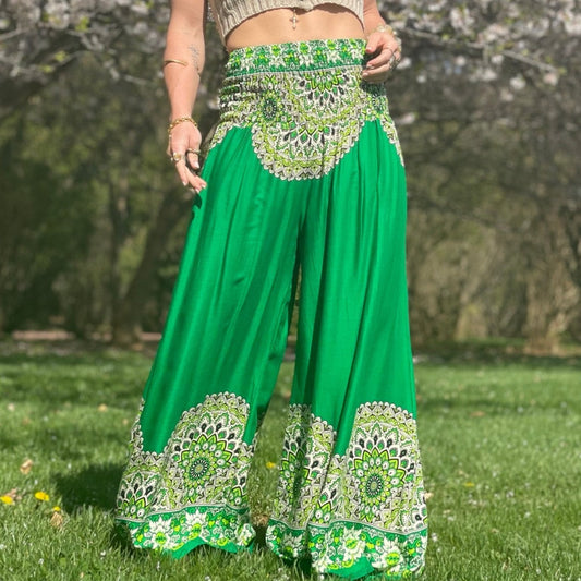 Calypso Goddess Green Chakra Wide Leg Pants - Camaroha Sutra
