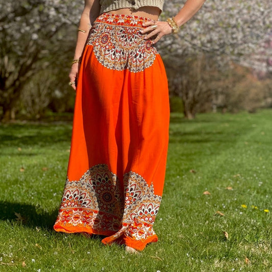Calypso Goddess Orange Chakra Wide Leg Pants - Camaroha Sutra
