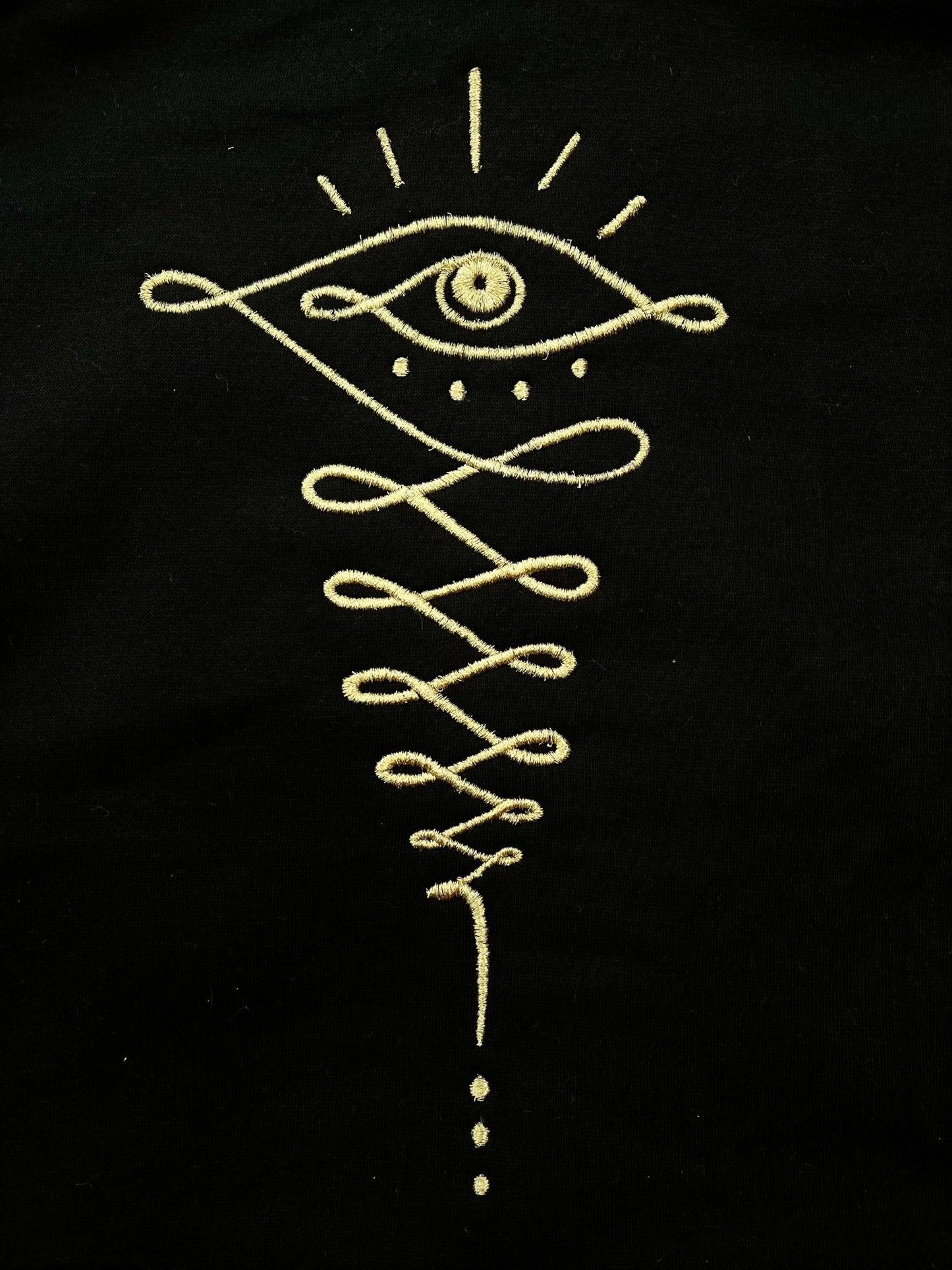 Embroidered Gold Eye Logo Black Cropped Hoodie Cuffed Joggers Set - Camaroha Sutra
