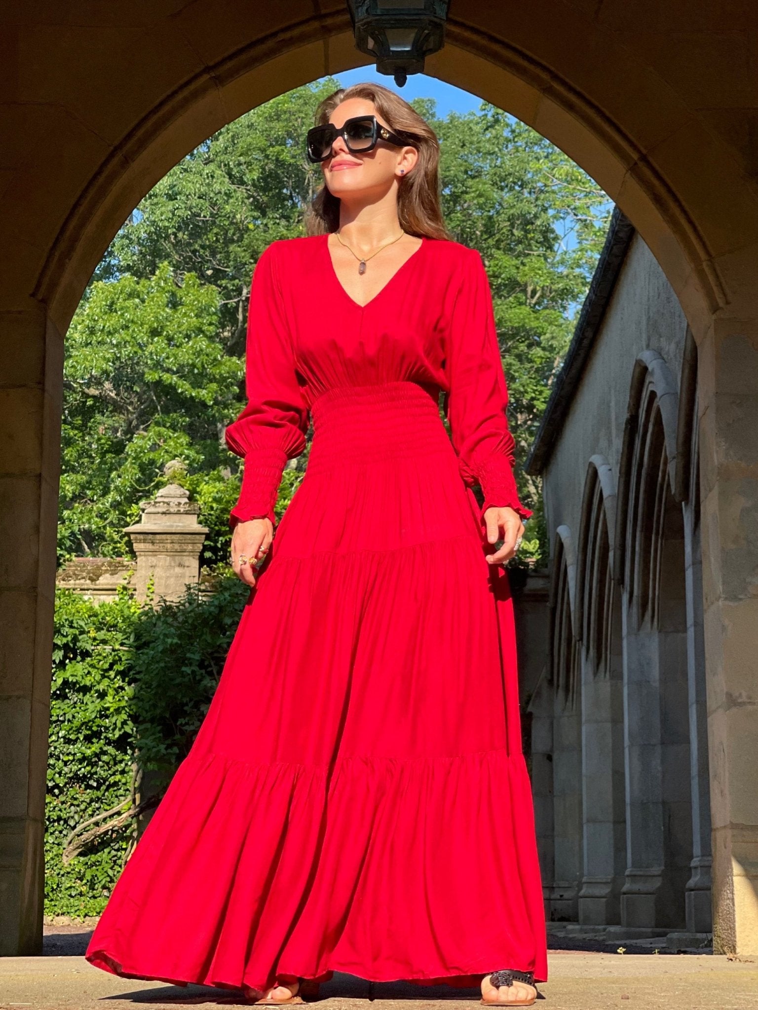 Long Sleeve Dress Red - Camaroha Sutra