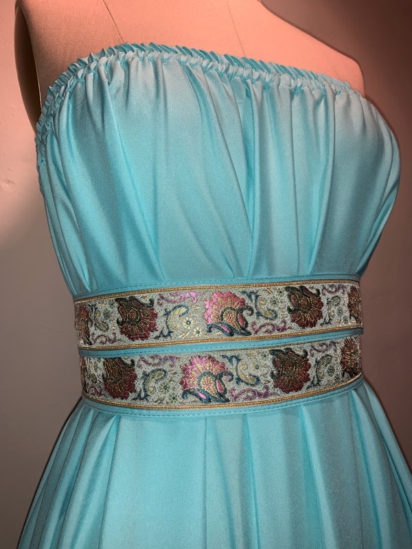 One of a Kind Antique Galon Goddess Dress Bvi Blue - Camaroha Sutra