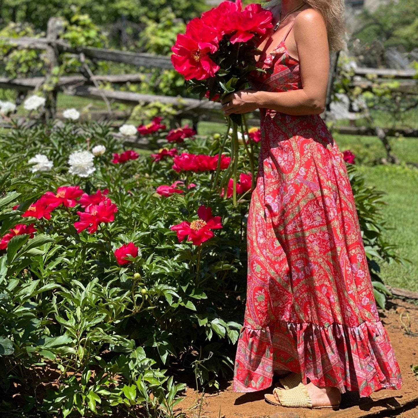 Red Floral Maxi Goddess Dress - Camaroha Sutra